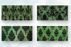 Green and Black Damask Mug Wrap Sublimation Designs Product Image 2