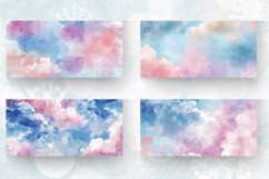 Watercolor Pastel Clouds Mug Wrap Sublimation Designs Product Image 2