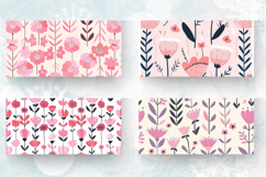 Pink Scandinavian Flowers Mug Wrap Sublimation Designs Product Image 2