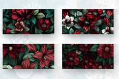 Emerald Burgundy Maroon Flowers Mug Wrap Sublimation Designs Product Image 2