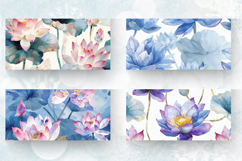 Watercolor Lotus Floral Mug Wrap Sublimation Designs Product Image 2