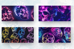 Neon Skulls Halloween Mug Wrap Sublimation Designs Product Image 2