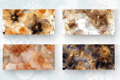 Gold Glitter Alcohol Ink Flowers Mug Wrap Sublimation Design Product Image 2