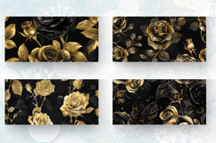 Black and Gold Roses Mug Wrap Sublimation Designs Product Image 2