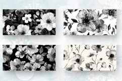 Black &amp; White Watercolor Flowers Mug Wrap Sublimation Design Product Image 2