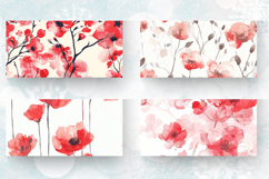Watercolor Red Pastel Flowers Mug Wrap Sublimation Designs Product Image 2