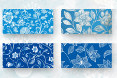 White Line on Blue Floral Mug Wrap Sublimation Designs Product Image 2