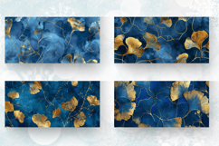 Blue and Gold Ginkgo Mug Wrap Sublimation Designs Product Image 2