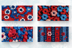 Red Blue Knitted Flowers Mug Wrap Sublimation Designs Product Image 2