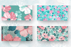 Pink and Teal Flowers Mug Wrap Sublimation Designs Product Image 2
