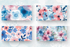 Pink &amp; Blue Flowers Mug Wrap Sublimation Designs Product Image 2