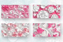3D Pink and White Floral Mug Wrap Sublimation Designs Product Image 2