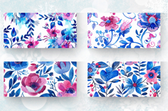 Watercolor Magenta Blue Floral Mug Wrap Sublimation Designs Product Image 2