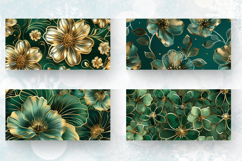 Emerald Gold Flowers Mug Wrap Sublimation Designs Product Image 2