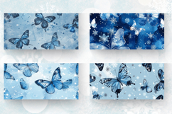 Winter Blue Butterfly Mug Wrap Sublimation Designs Product Image 2