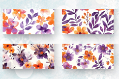 Purple Orange Watercolor Floral Mug Wrap Sublimation Designs Product Image 2