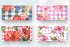 Watercolor Hibiscus Floral Gingham mug wrap sublimation Desi Product Image 2