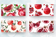 Watercolor Pomegranate Mug Wrap Sublimation Designs Product Image 2