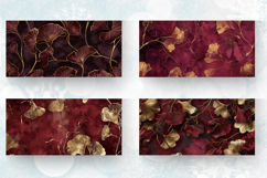 Burgundy and Gold Ginkgo Mug Wrap Sublimation Designs Product Image 2