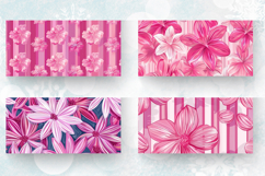 Pink Striped Flowers Mug Wrap Sublimation Designs Product Image 2