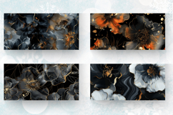 Black Alcohol Ink Flowers Mug Wrap Sublimation Designs Product Image 2