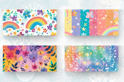 Pretty Rainbow Floral Mug Wrap Sublimation Designs Product Image 2