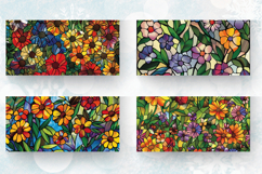 Stained Glass Wildflowers Mug Wrap Sublimation Designs Product Image 2