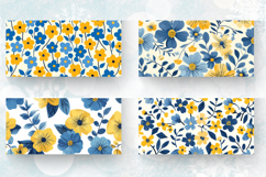 Yellow &amp; Blue Cute Flowers Mug Wrap Sublimation Designs Product Image 2