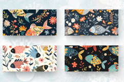 Cute Floral Fishes Mug Wrap Sublimation Designs Product Image 2