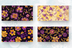 Purple Yellow Floral Embroidery Mug Wrap Sublimation Designs Product Image 2