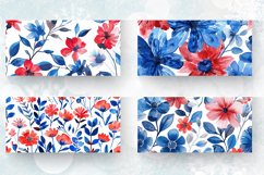 4th of July Watercolor Floral Mug Wrap Sublimation Designs Product Image 2