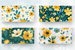 Teal &amp; Yellow Cute Flowers Mug Wrap Sublimation Designs Product Image 2