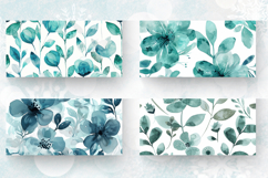 Watercolor Teal Pastel Floral Mug Wrap Sublimation Designs Product Image 2