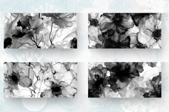 Black &amp; White Alcohol Ink Floral Mug Wrap Sublimation Design Product Image 2