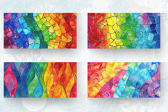 Watercolor Rainbow Stained Glass Mug Wrap Sublimation Design Product Image 2