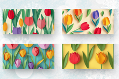 Colorful Paper Tulip Flower Mug Wrap Sublimation Designs Product Image 2