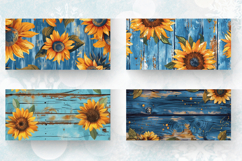 Blue Wooden Sunflowers Mug Wrap Sublimation Designs Product Image 2