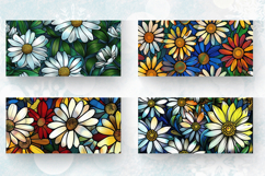 Stained Glass Daisy Flowers Mug Wrap Sublimation Designs Product Image 2