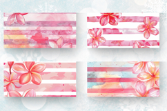 Watercolor Pink Plumeria &amp; Stripes mug wrap sublimation Desi Product Image 2