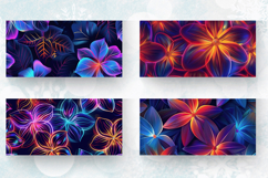 Luxury Disco Neon Flowers Mug Wrap Sublimation Designs Product Image 2