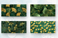 Green and Gold Ginkgo Mug Wrap Sublimation Designs Product Image 2