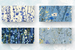 French Blue Garden Wildflowers Mug Wrap Sublimation Designs Product Image 2