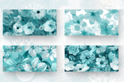 Turquoise Teal Pastel Flowers Mug Wrap Sublimation Designs Product Image 2