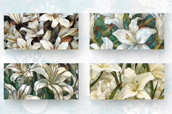 White Lily Stained Glass Mug Wrap Sublimation Designs Product Image 2