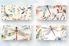 Watercolor Floral Dragonfly Mug Wrap Sublimation Designs Product Image 2