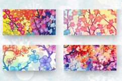 Rainbow Cherry Blossom Floral Mug Wrap Sublimation Designs Product Image 2