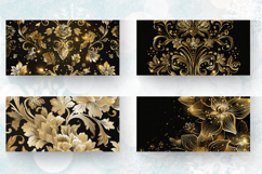 Golden Damask Flowers Glitter Mug Wrap Sublimation Designs Product Image 2