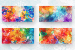 Rainbow Alcohol Ink Floral Mug Wrap Sublimation Designs Product Image 2