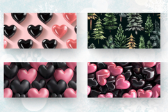 Pink &amp; Black 3D Hearts Mug Wrap Sublimation Designs Product Image 2