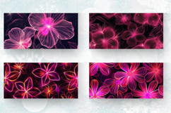 Bright Pink Neon Flowers Mug Wrap Sublimation Designs Product Image 2